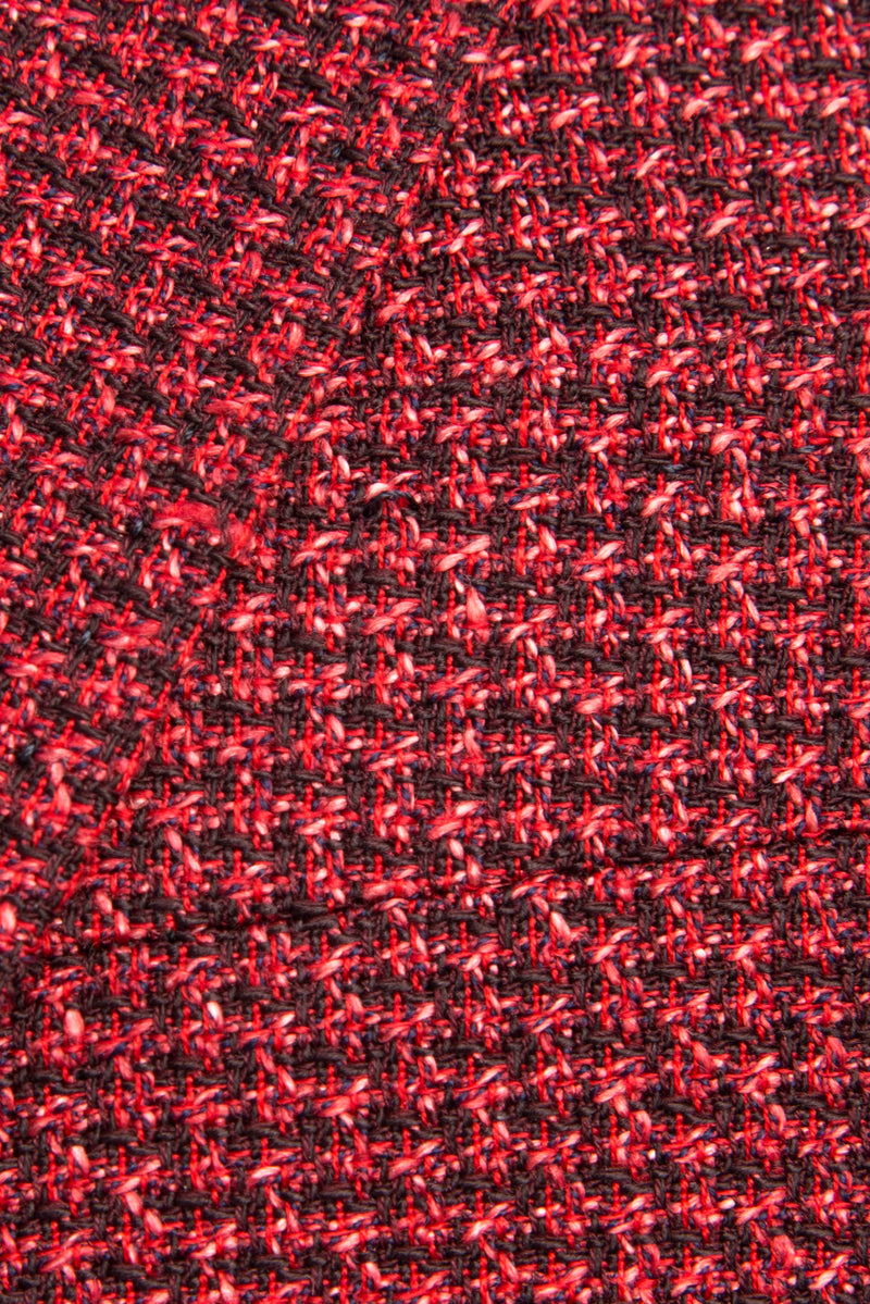 Kırmızı İtalyan Yünlü Desenli Klasik Ceket