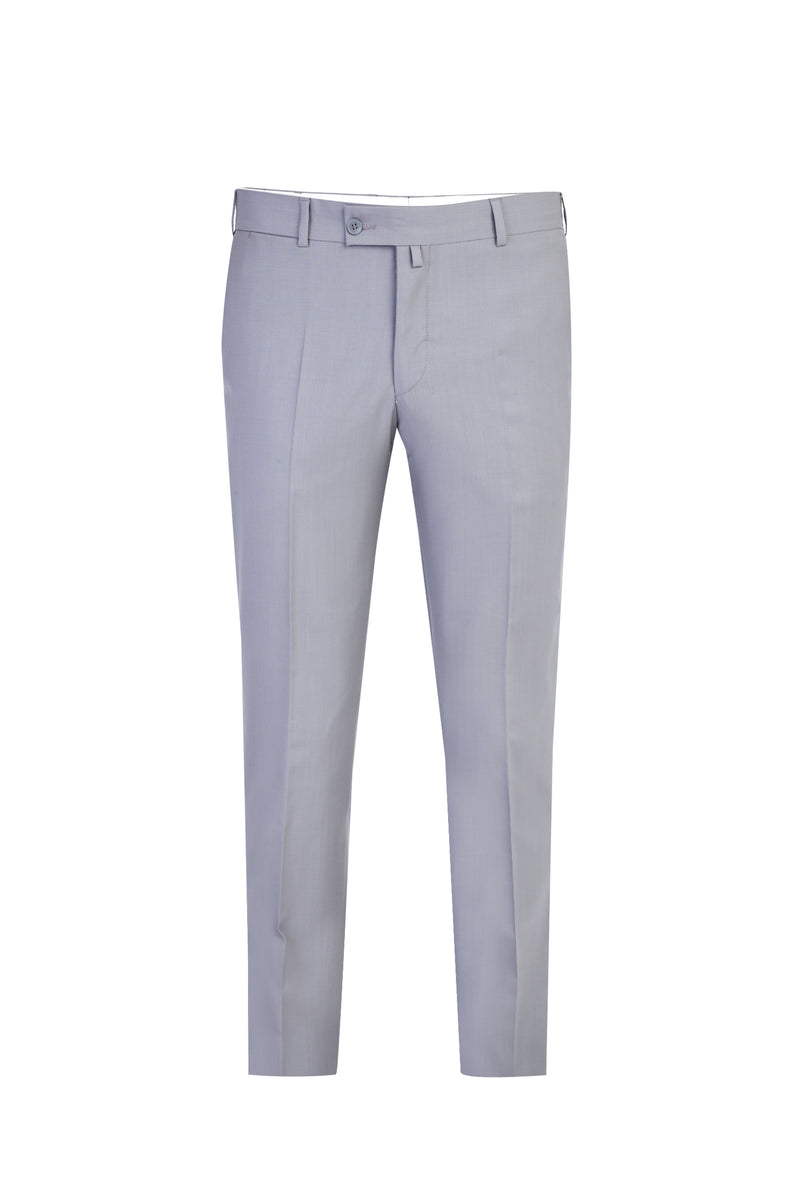 Açık Gri Relaxed Fit Rahat Kesim Yün Klasik Kumaş Pantolon