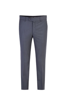 Orta Füme Slim Fit Dar Kesim Yün Klasik Kumaş Pantolon