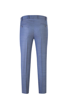 Açık Mavi Relaxed Fit Rahat Kesim Klasik Kuşgözü Kumaş Pantolon