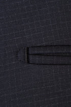 Siyah Slim Fit Dar Kesim Kareli Klasik Kumaş Pantolon