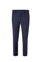 Lacivert Slim Fit Dar Kesim Kareli Klasik Kumaş Pantolon