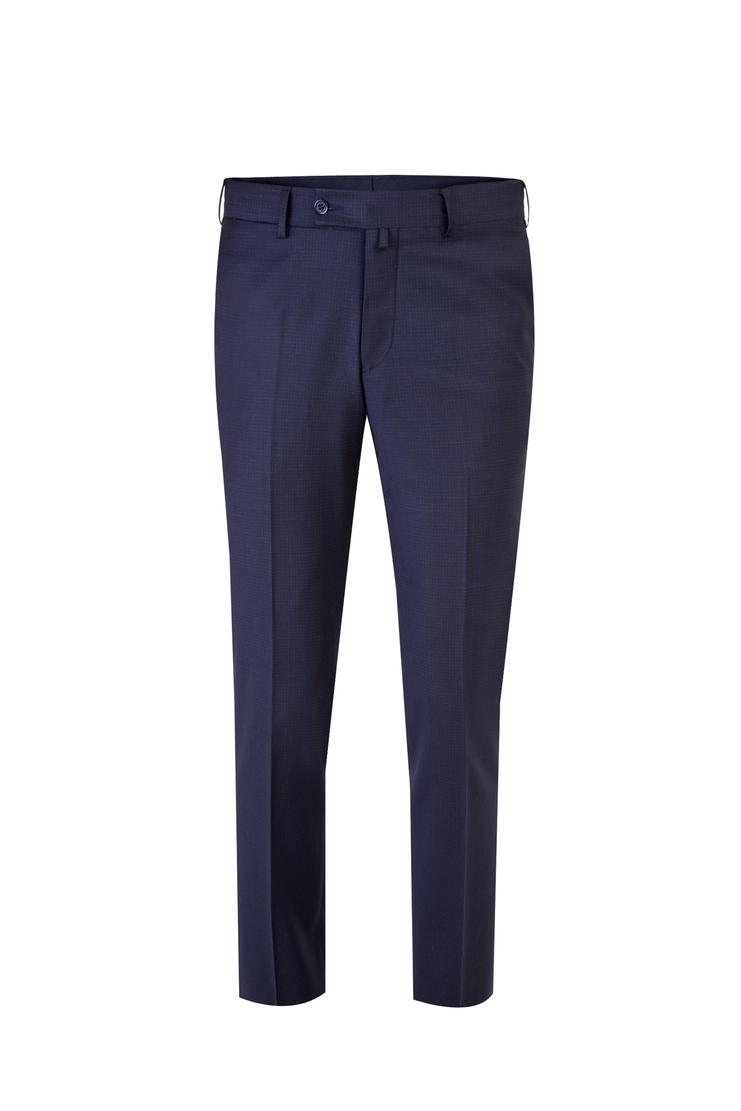 Lacivert Slim Fit Dar Kesim Kareli Klasik Kumaş Pantolon