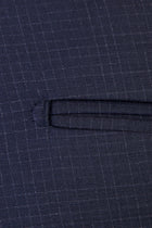 Lacivert 4 Drop Relaxed Fit Rahat Kesim Kareli Klasik Kuma? Pantolon-Abdullah Ki??l?