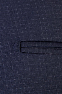 Lacivert 4 Drop Relaxed Fit Rahat Kesim Kareli Klasik Kuma? Pantolon-Abdullah Ki??l?