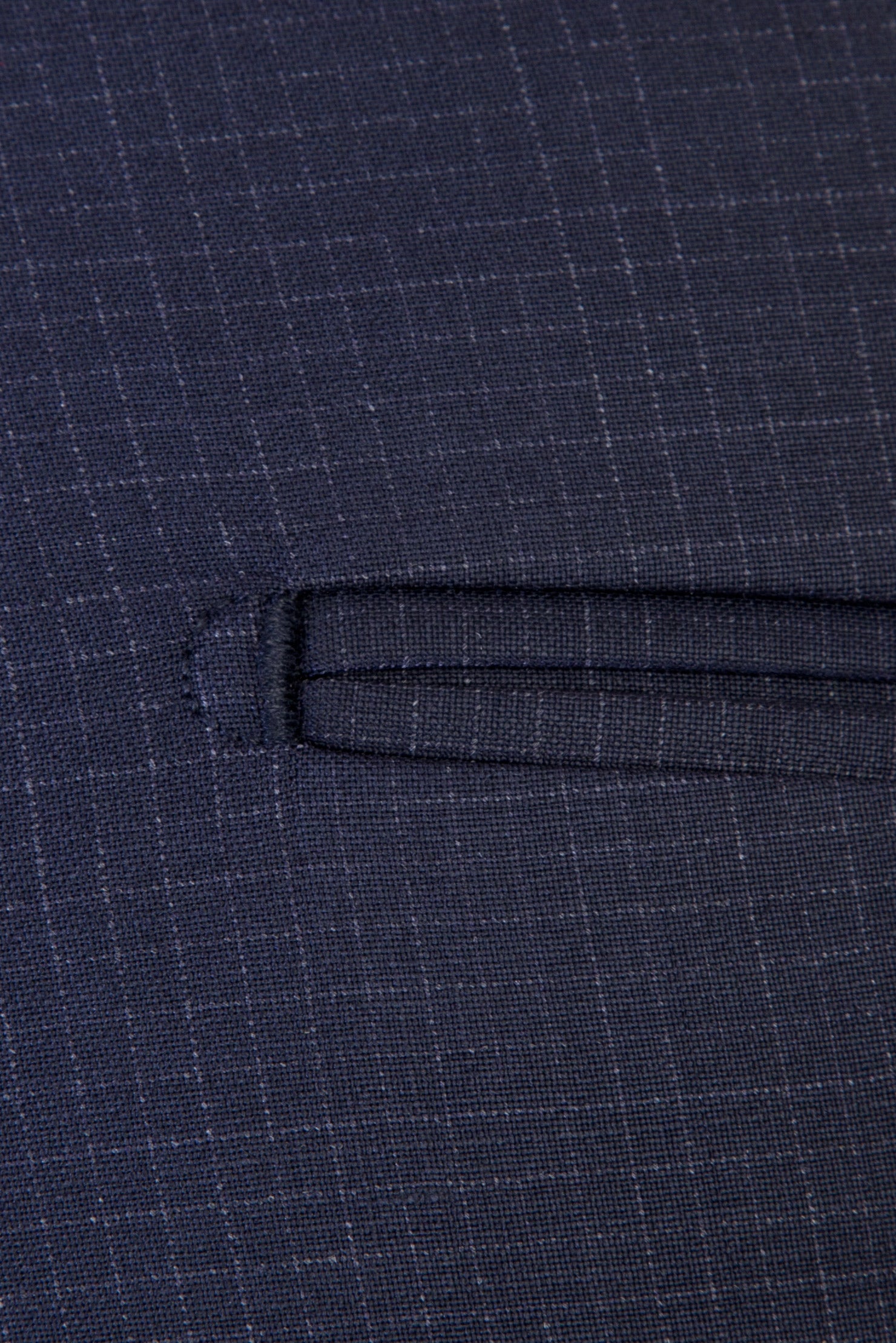 Lacivert Slim Fit Dar Kesim Kareli Klasik Kumaş Pantolon