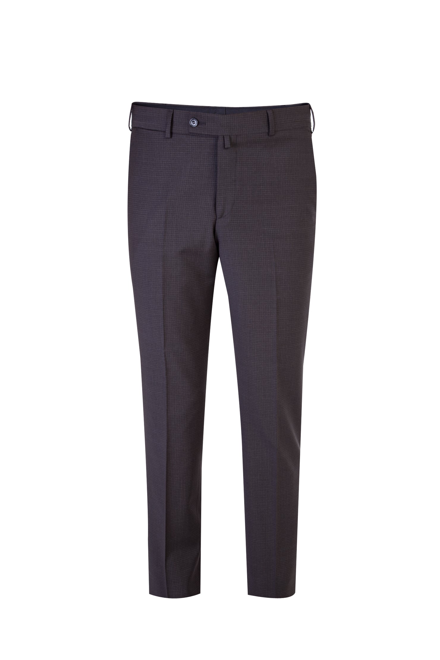 Koyu Kahve Regular Fit Kareli Klasik Kumaş Pantolon