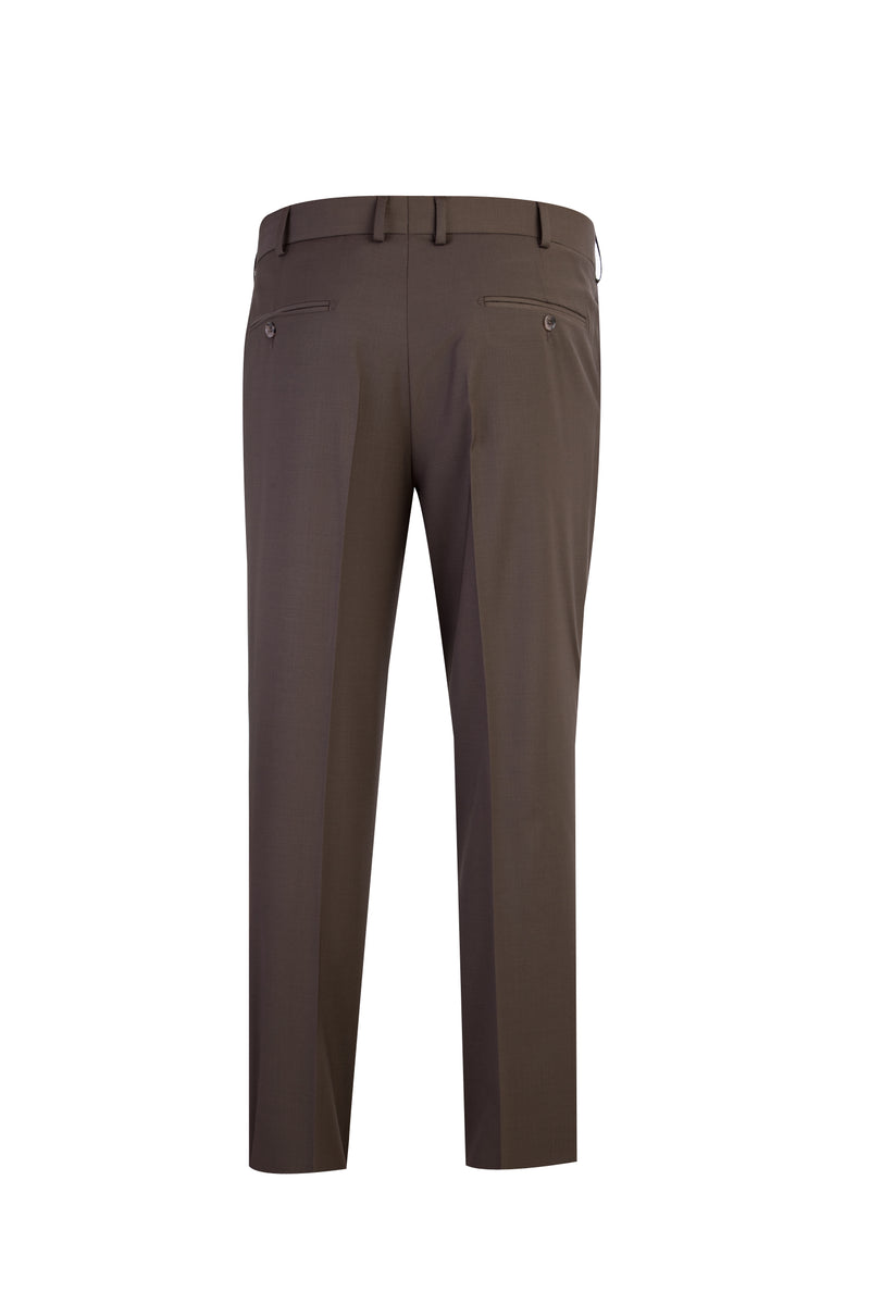 Kahve Relaxed Fit Rahat Kesim Yünlü Klasik Kumaş Pantolon