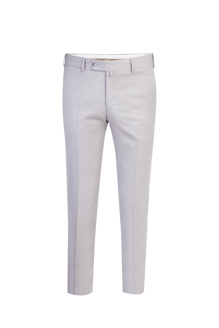 Açık Gri Slim Fit Dar Kesim Yünlü Klasik Kumaş Pantolon