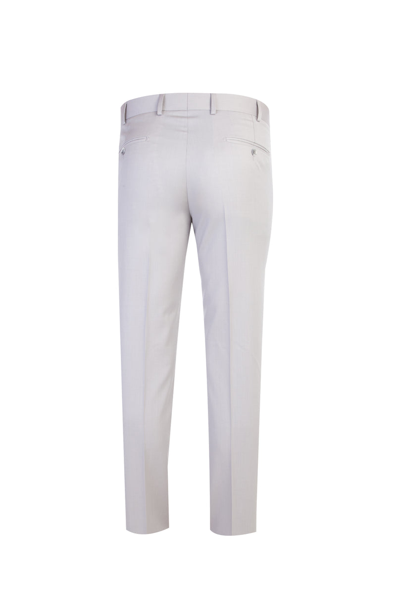 Açık Gri Slim Fit Dar Kesim Yünlü Klasik Kumaş Pantolon