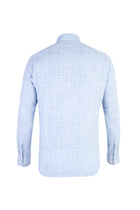Açık Mavi Uzun Kol Ekose Slim Fit Dar Kesim Pamuk Gömlek