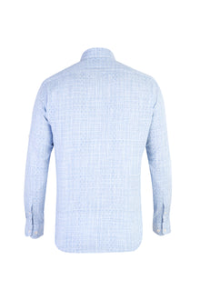 Açık Mavi Uzun Kol Ekose Slim Fit Dar Kesim Pamuk Gömlek