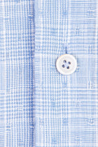 Açık Mavi Uzun Kol Ekose Slim Fit Dar Kesim Pamuk Gömlek