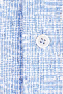 Açık Mavi Uzun Kol Ekose Slim Fit Dar Kesim Pamuk Gömlek