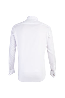 Beyaz Uzun Kol Manşetli Slim Fit Dar Kesim Pamuk Gömlek