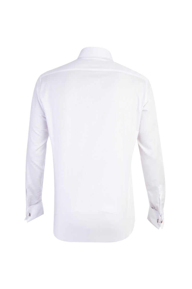 Beyaz Uzun Kol Manşetli Slim Fit Dar Kesim Pamuk Gömlek