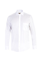 Beyaz Uzun Kol Desenli Klasik Pamuk Gömlek