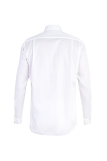 Beyaz Uzun Kol Desenli Klasik Pamuk Gömlek