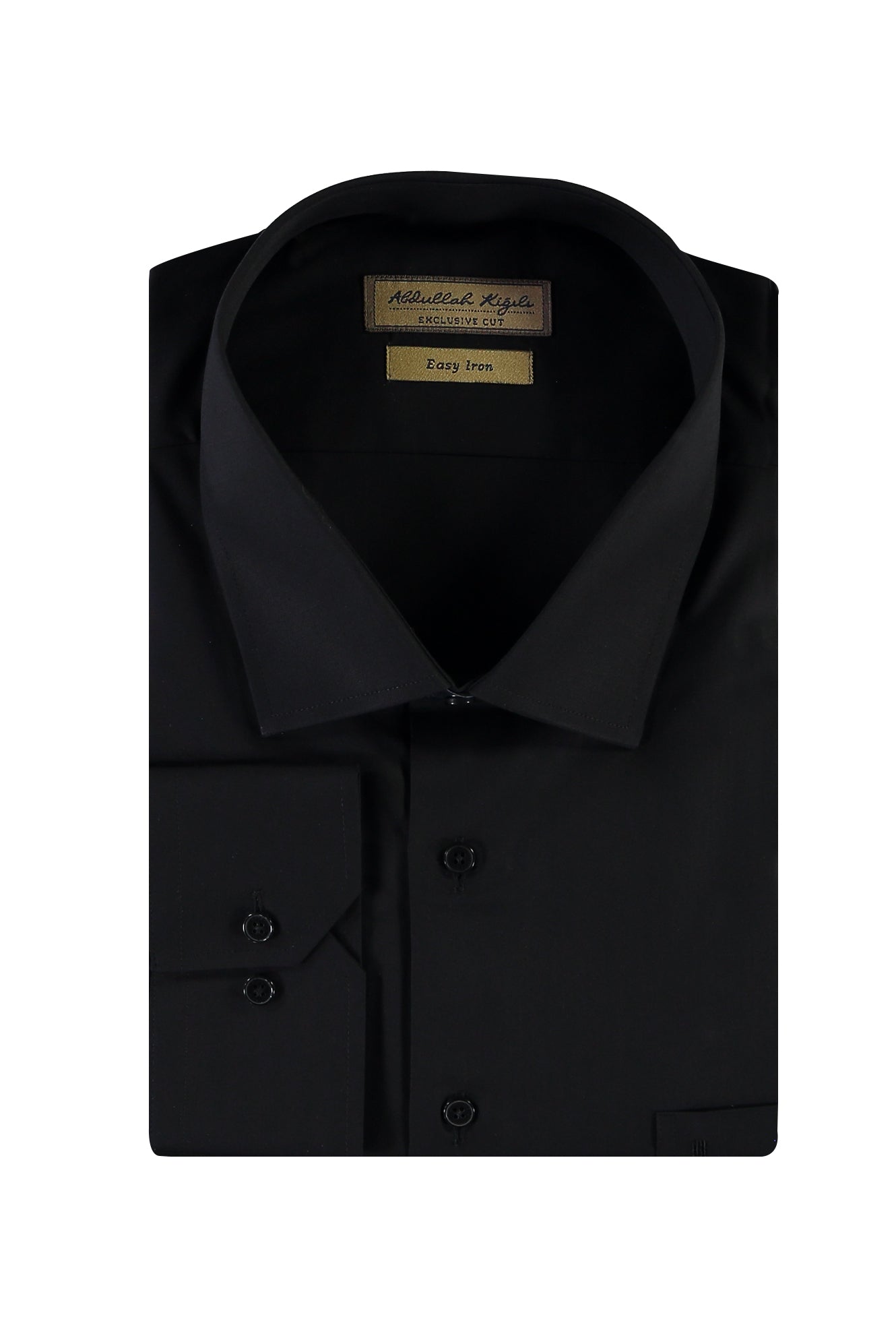 Siyah Uzun Kol Easy Care Slim Fit Dar Kesim Pamuk Gömlek