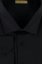 Siyah Uzun Kol Easy Care Slim Fit Dar Kesim Pamuk Gömlek