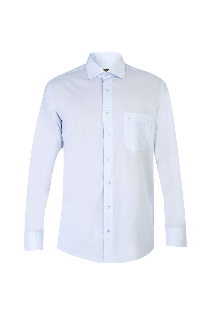Açık Mavi Uzun Kol Easy Care Slim Fit Dar Kesim Pamuk Gömlek