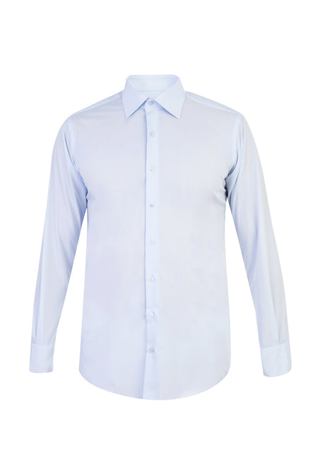 Açık Mavi Uzun Kol Kolay Ütülenebilir Klasik Pamuk Gömlek