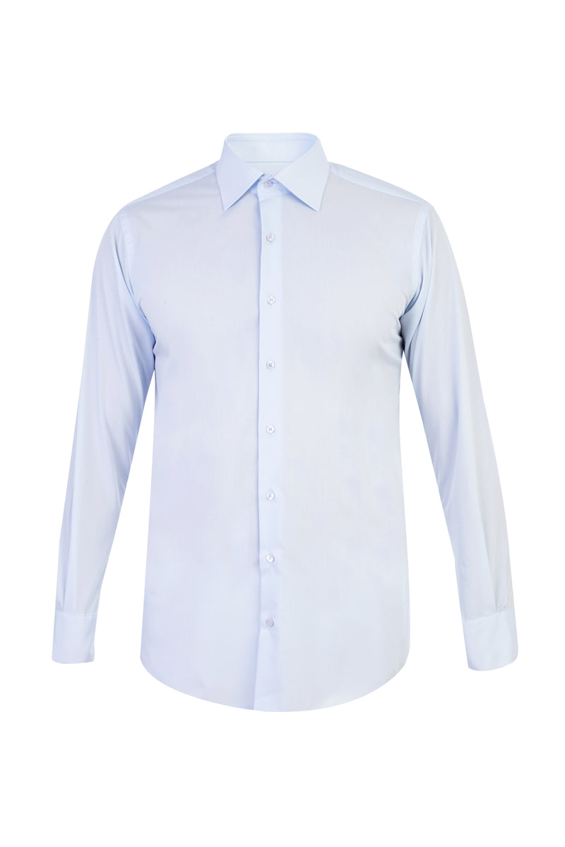 Açık Mavi Uzun Kol Kolay Ütülenebilir Klasik Pamuk Gömlek