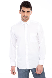 Beyaz Uzun Kol Bambu Klasik Gömlek