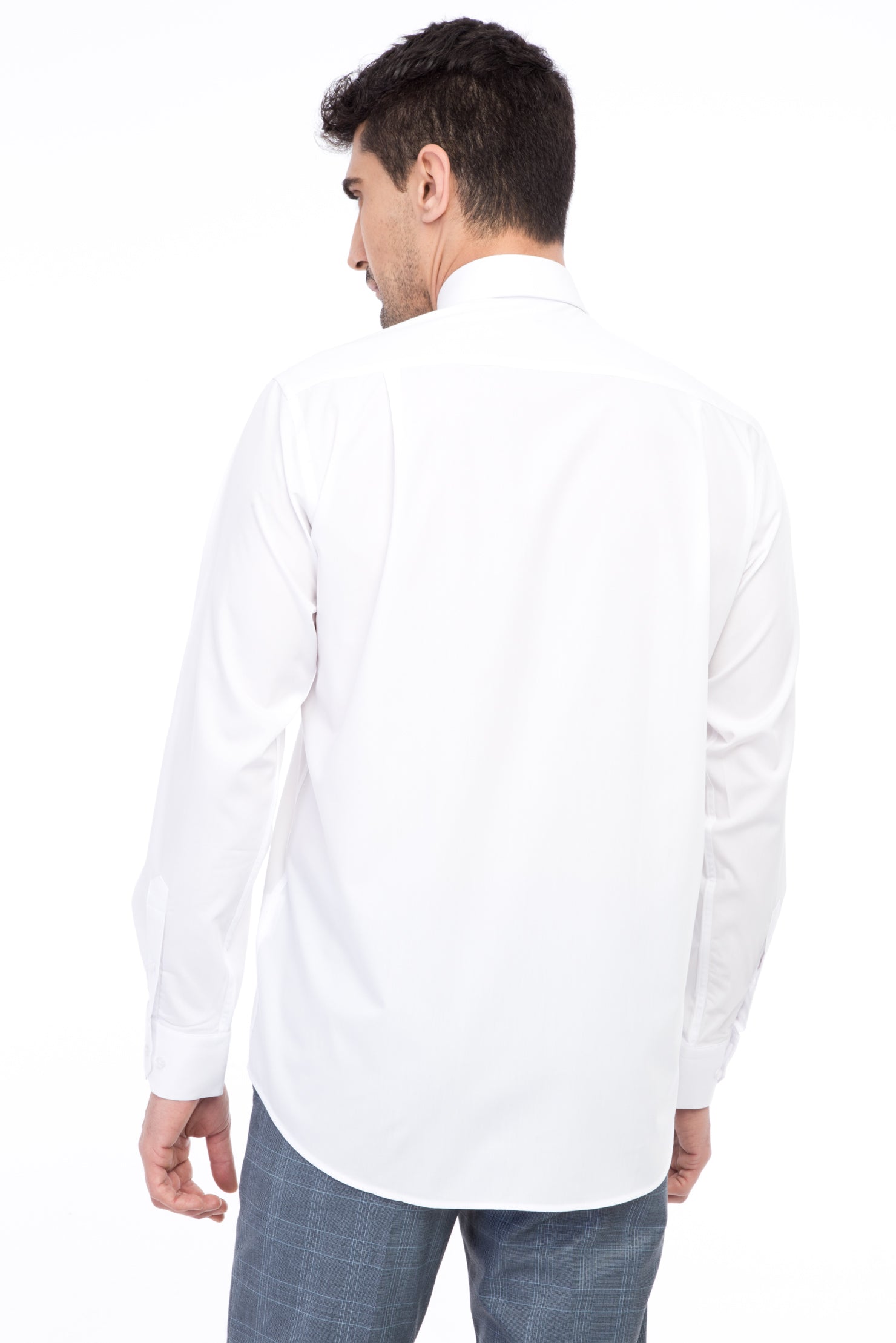 Beyaz Uzun Kol Bambu Klasik Gömlek