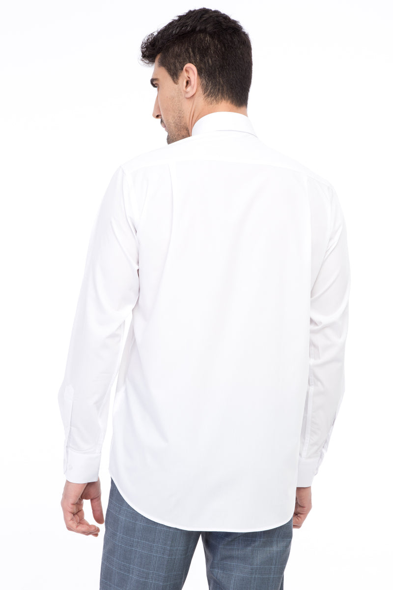 Beyaz Uzun Kol Bambu Klasik Gömlek