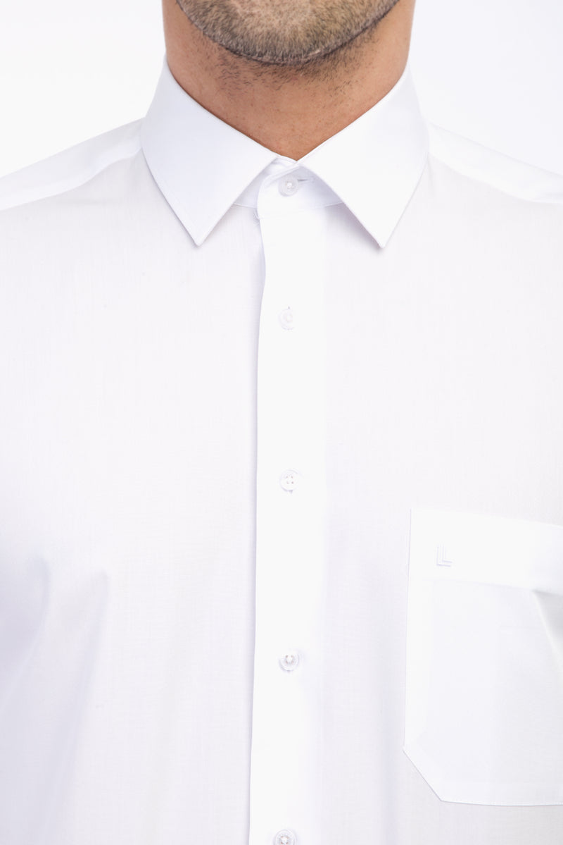 Beyaz Uzun Kol Bambu Klasik Gömlek