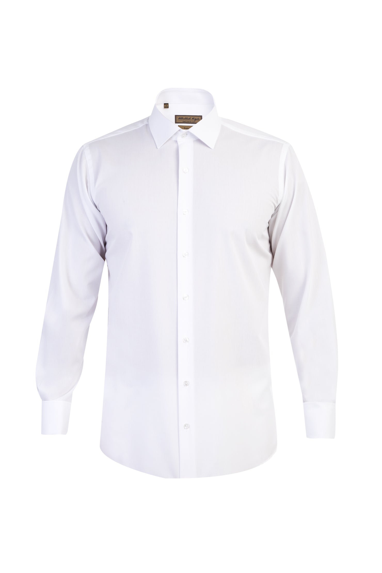 Beyaz Uzun Kol Kolay Ütülenir Manşetli Klasik Pamuk Gömlek