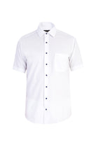 Beyaz Kısa Kol Desenli Klasik Pamuk Gömlek