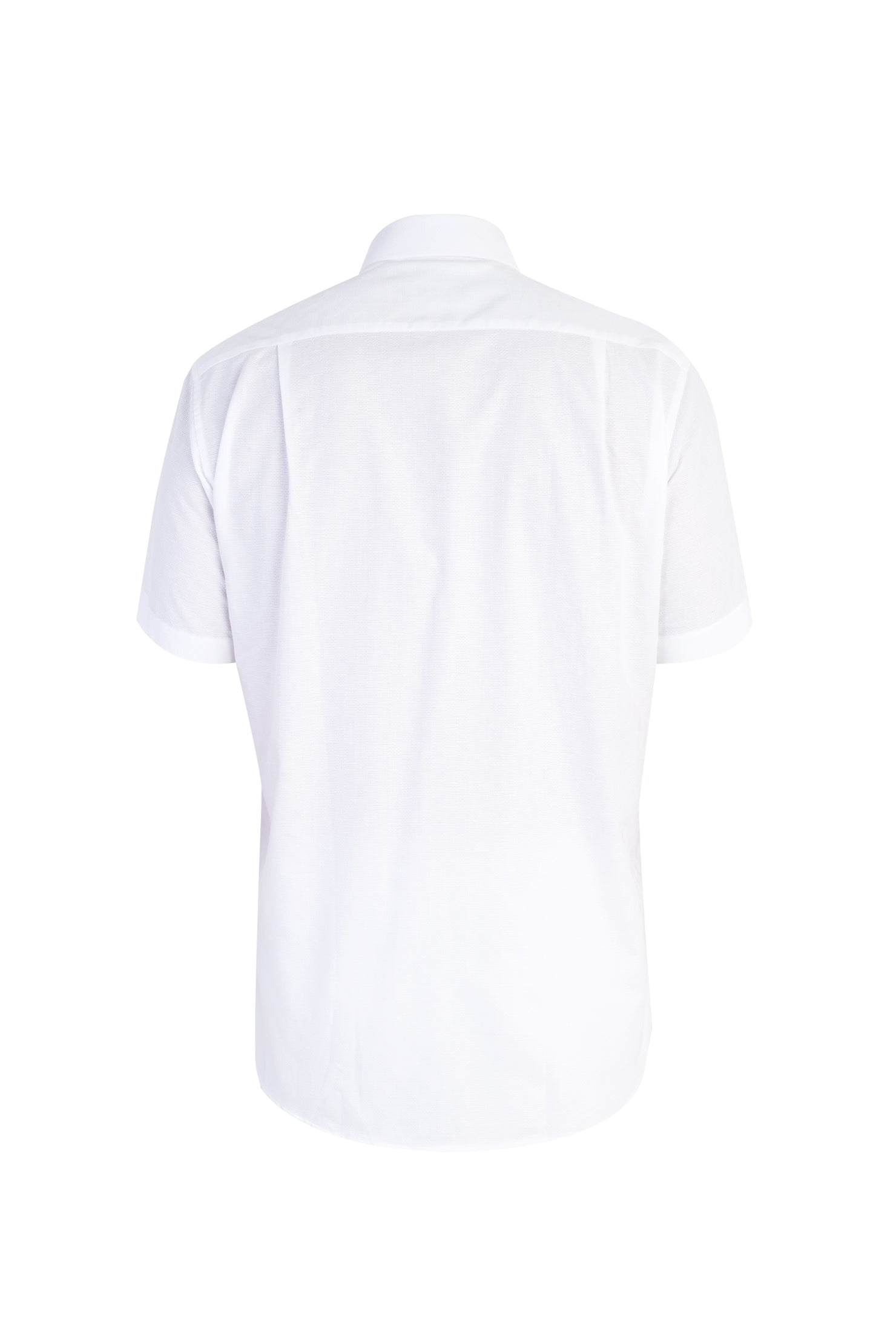 Beyaz Kısa Kol Desenli Klasik Pamuk Gömlek