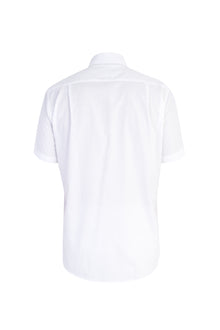 Beyaz Kısa Kol Desenli Klasik Pamuk Gömlek