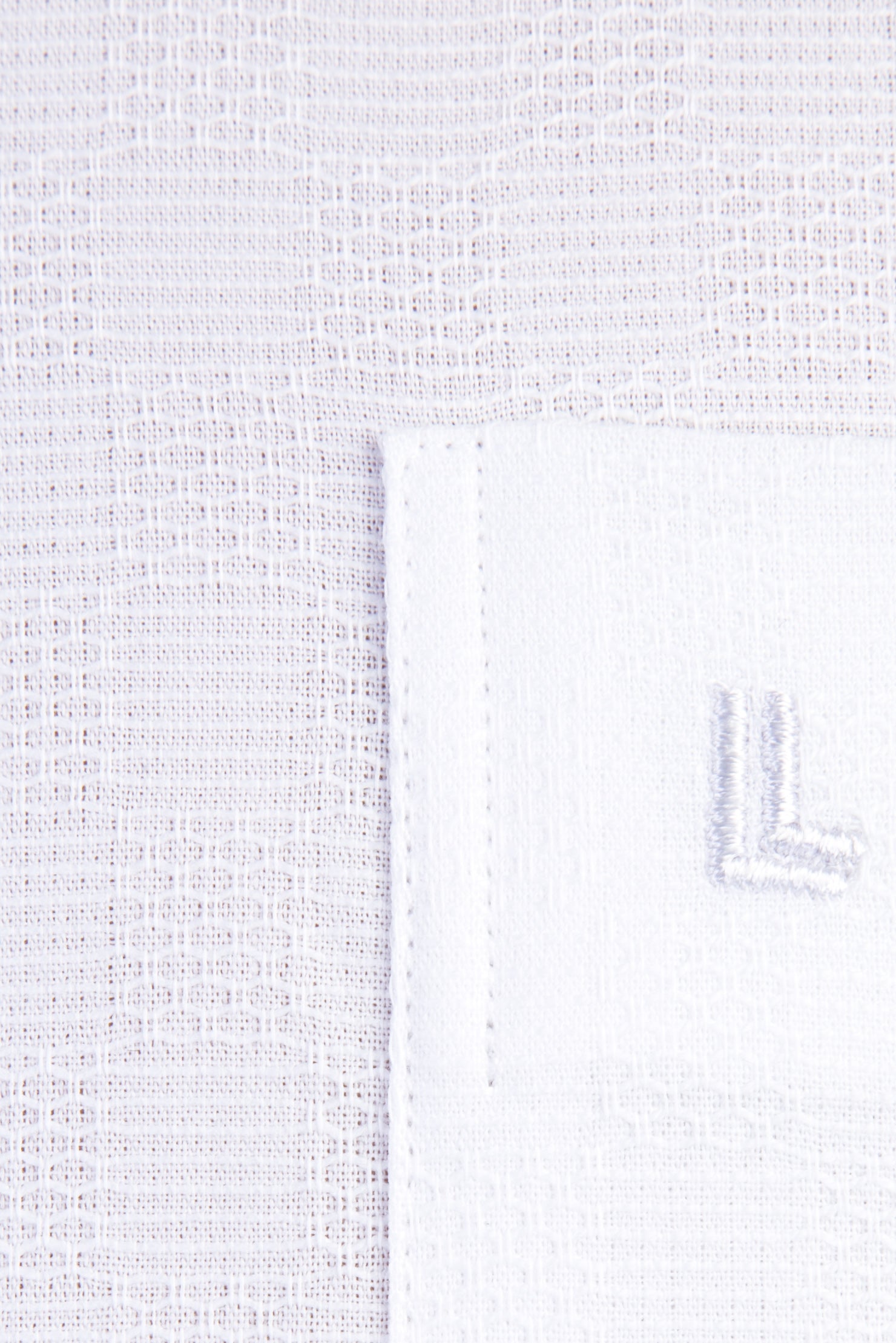 Beyaz Kısa Kol Desenli Klasik Pamuk Gömlek