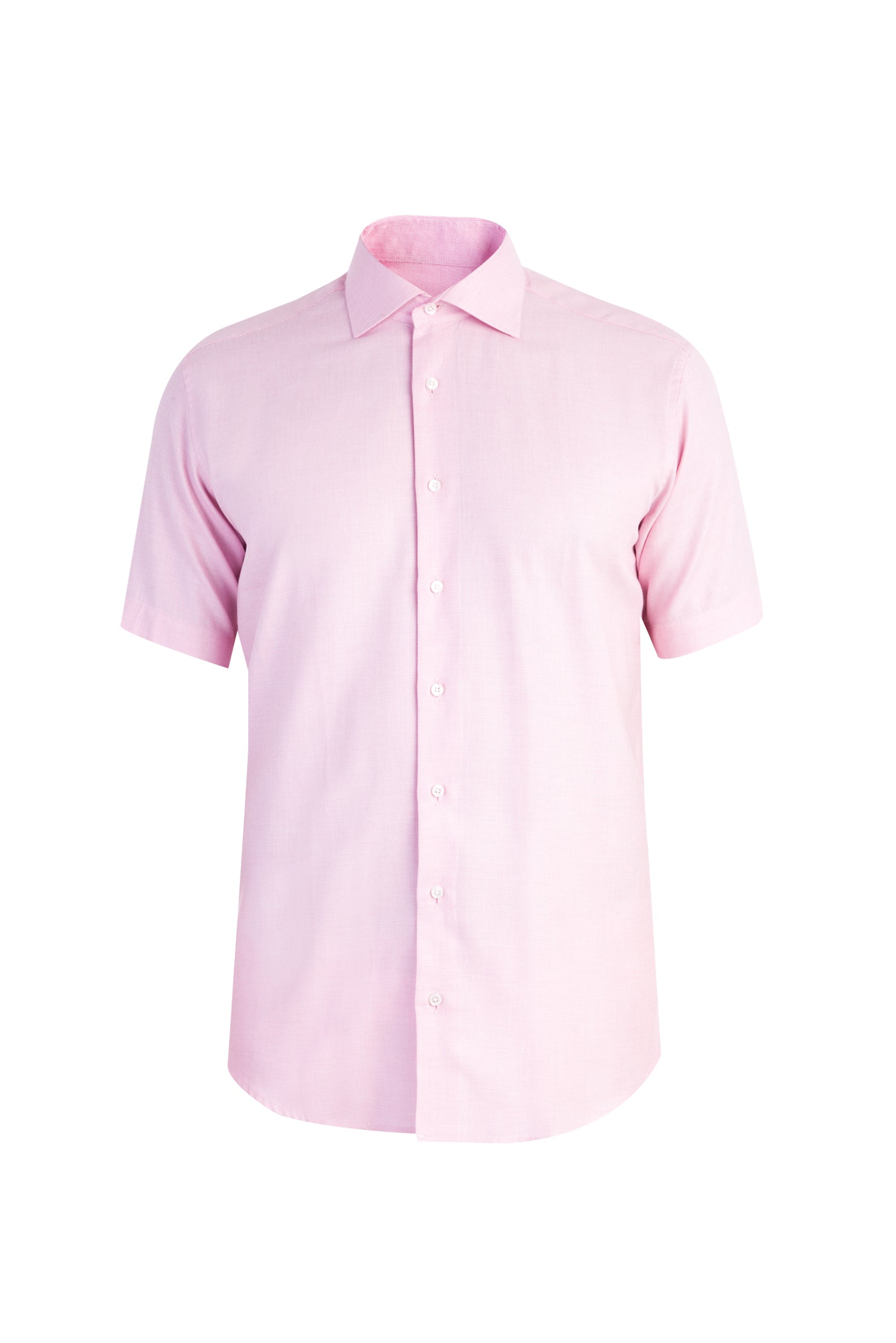 Pembe K?sa Kol Desenli Klasik Pamuk Gömlek-Abdullah Ki??l?