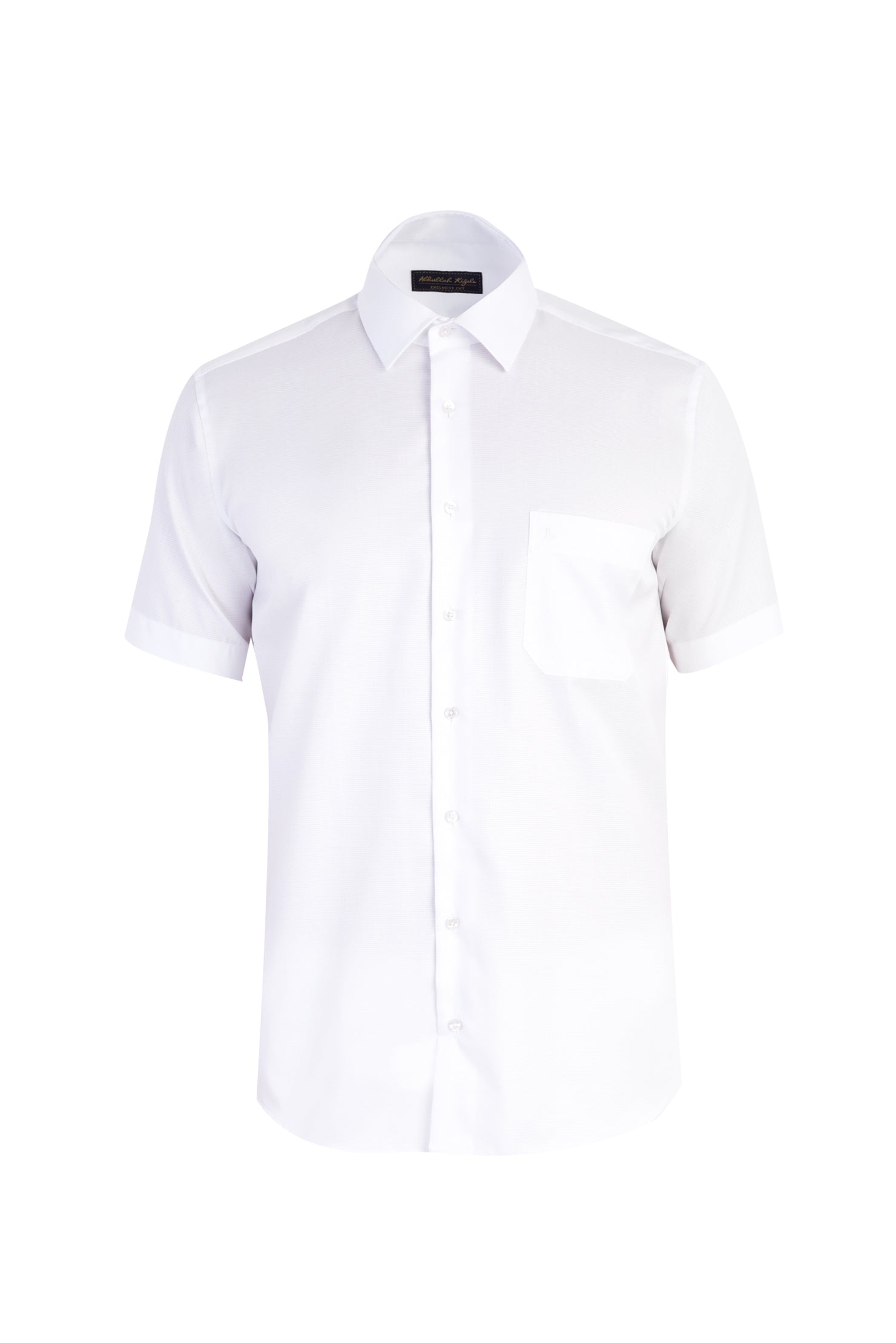 Beyaz Kısa Kol Regular Fit Desenli Pamuk Gömlek