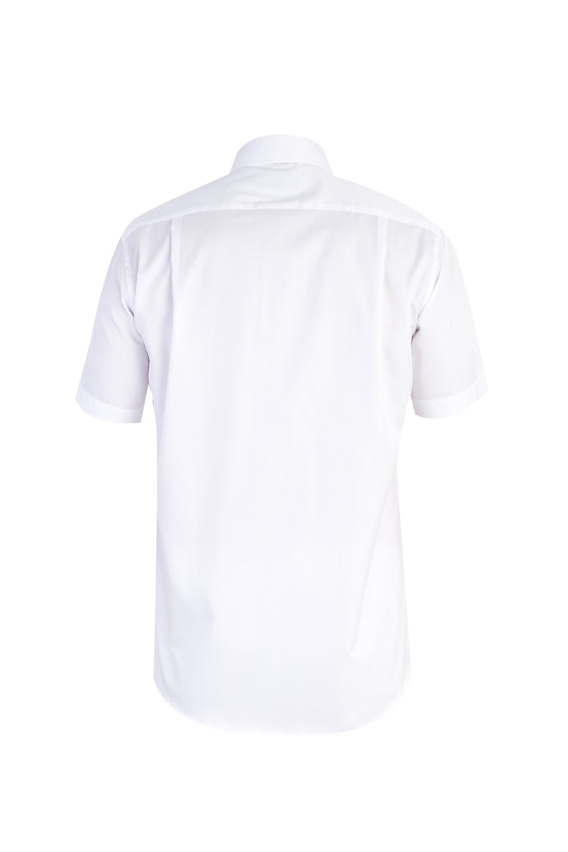 Beyaz Kısa Kol Regular Fit Desenli Pamuk Gömlek