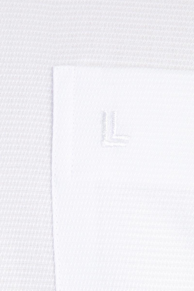 Beyaz Kısa Kol Regular Fit Desenli Pamuk Gömlek