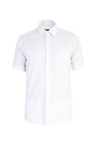 Beyaz Kısa Kol Ekose Klasik Pamuk Gömlek