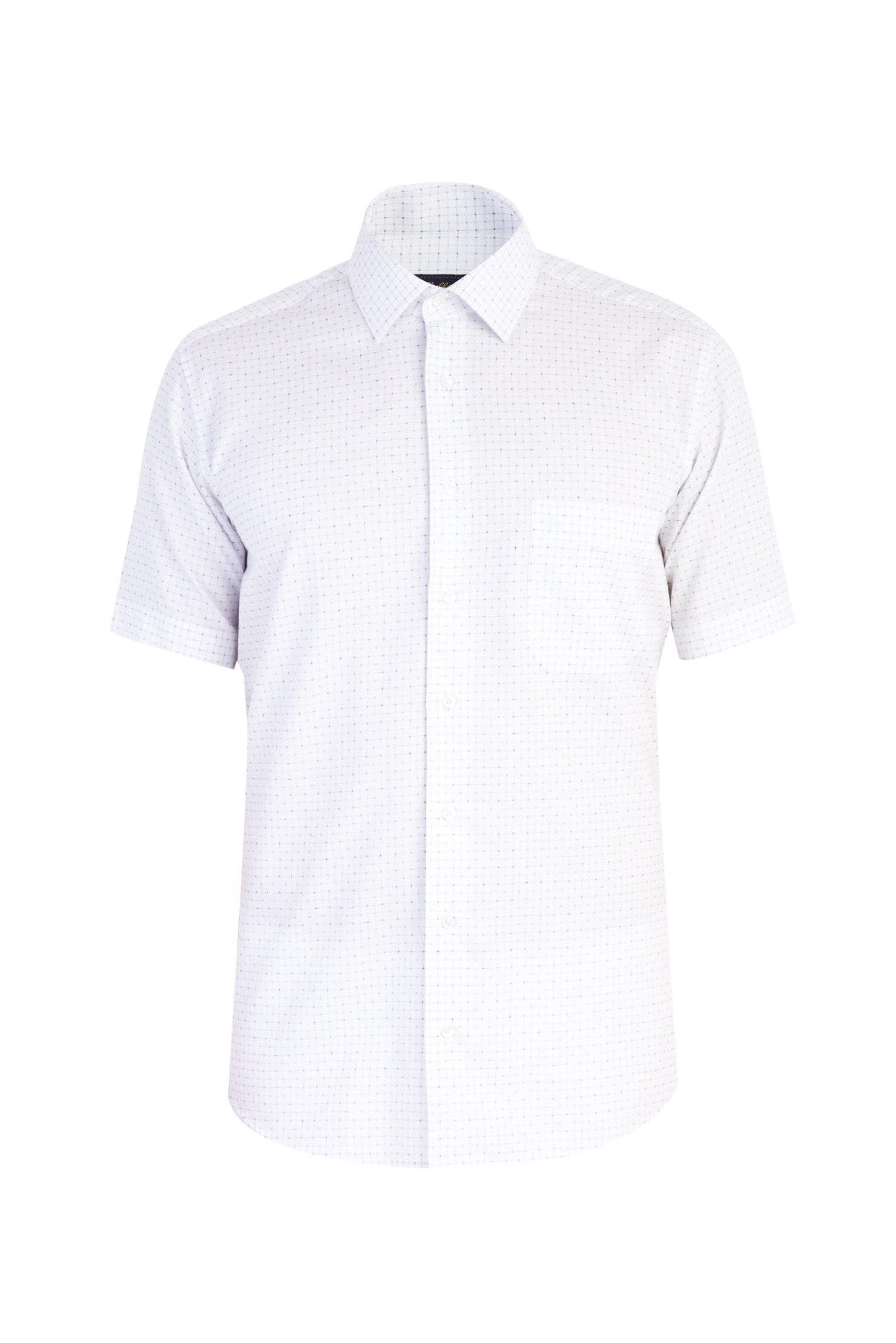 Beyaz Kısa Kol Ekose Klasik Pamuk Gömlek