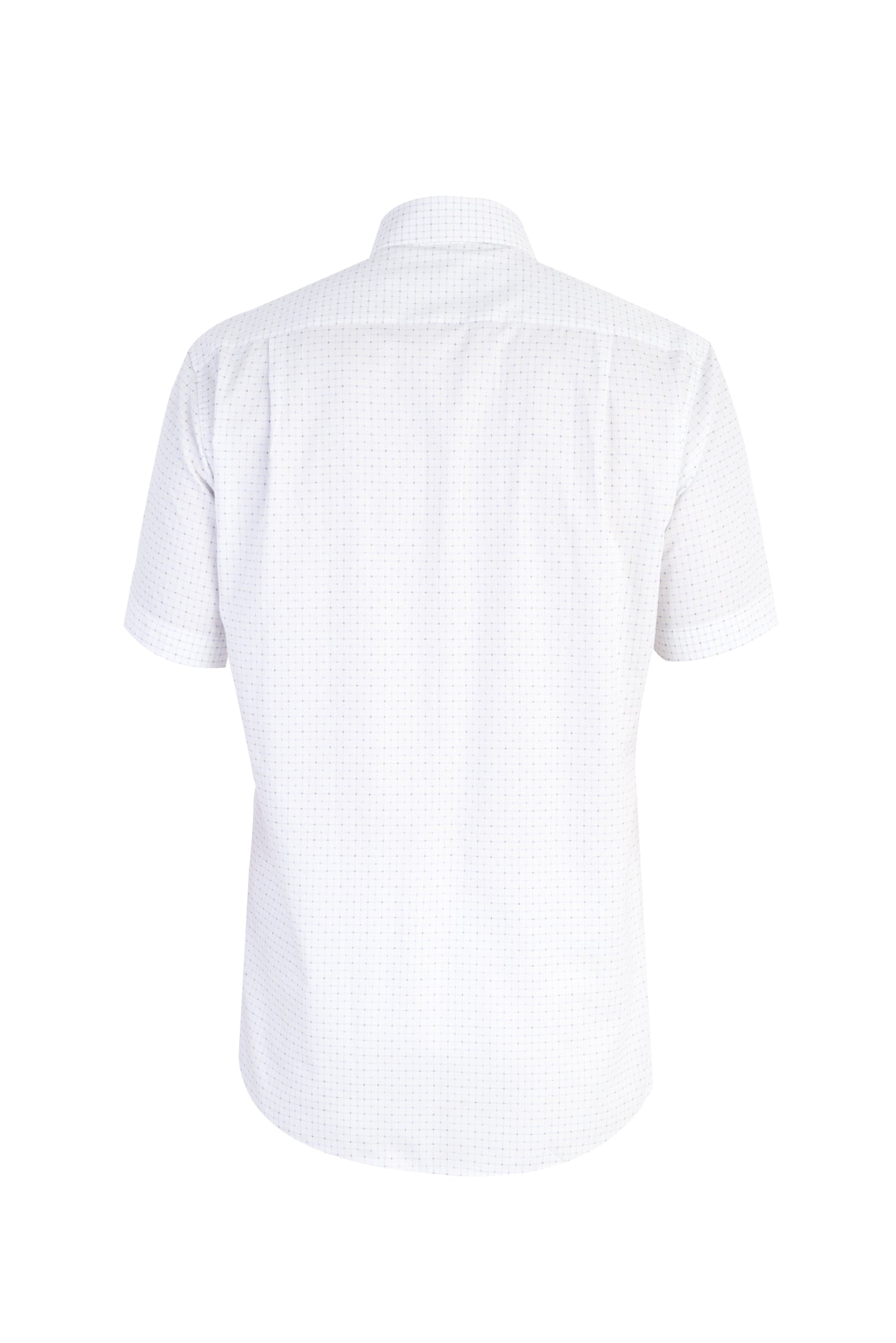 Beyaz Kısa Kol Ekose Klasik Pamuk Gömlek