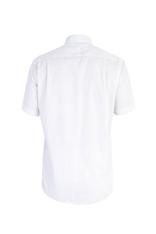 Beyaz Kısa Kol Ekose Klasik Pamuk Gömlek