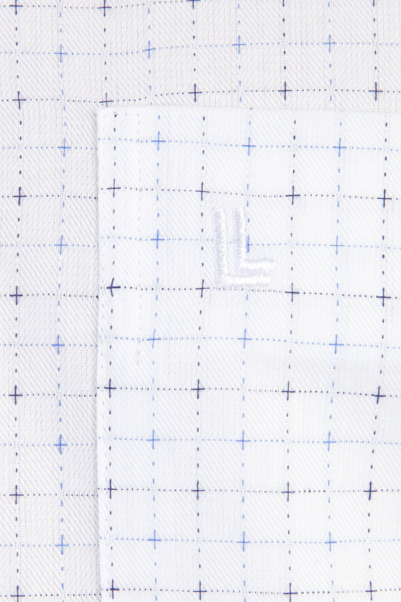 Beyaz Kısa Kol Ekose Klasik Pamuk Gömlek