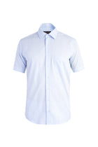 Açık Mavi Kısa Kol Ekose Klasik Pamuk Gömlek