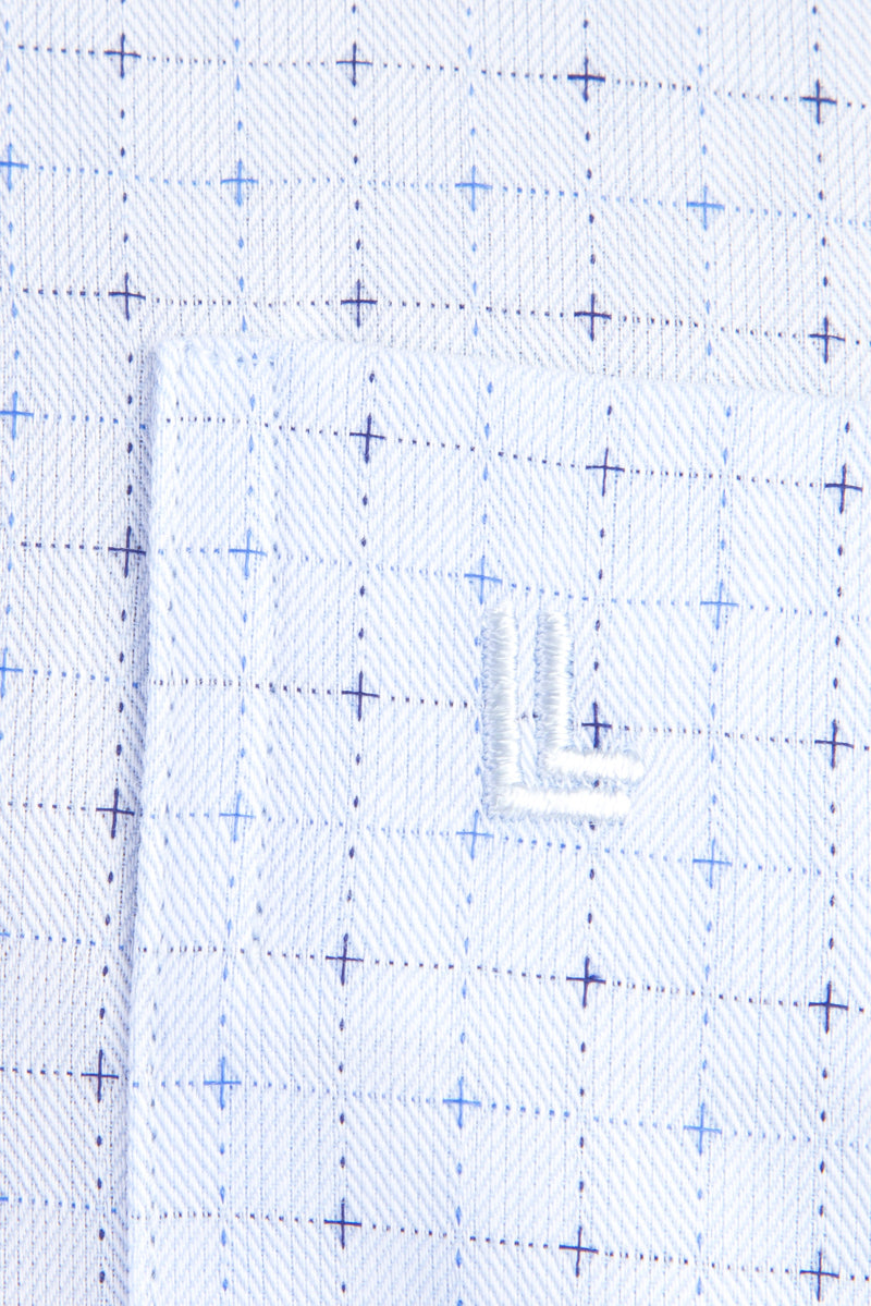 Açık Mavi Kısa Kol Ekose Klasik Pamuk Gömlek