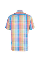 Açık Mavi Kısa Kol Ekose Pamuk Gömlek