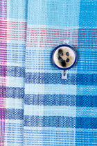 Açık Mavi Kısa Kol Ekose Pamuk Gömlek