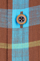 Kahve Kısa Kol Ekose Pamuk Gömlek